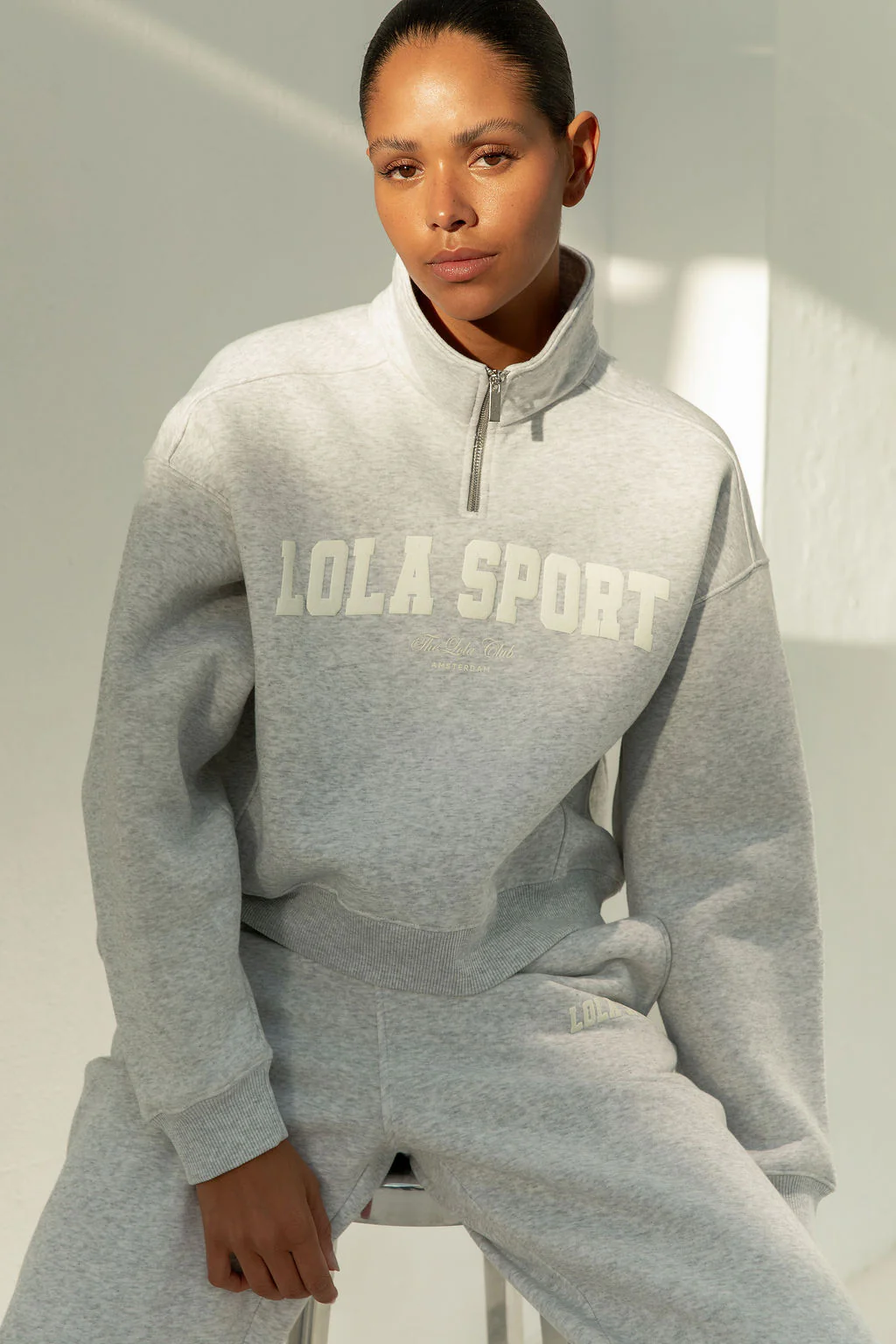 Jayla Half Zip Sweater | Grey Melange