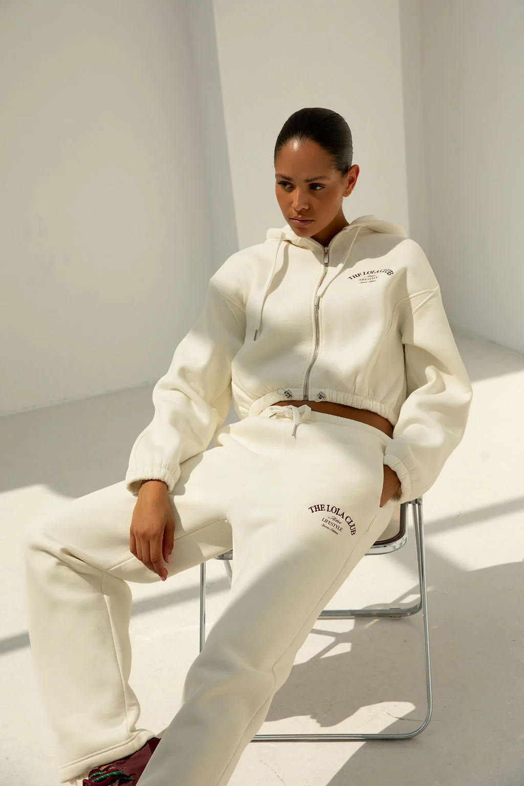 Maya Zip Through Hoodie | Cream - Image 6